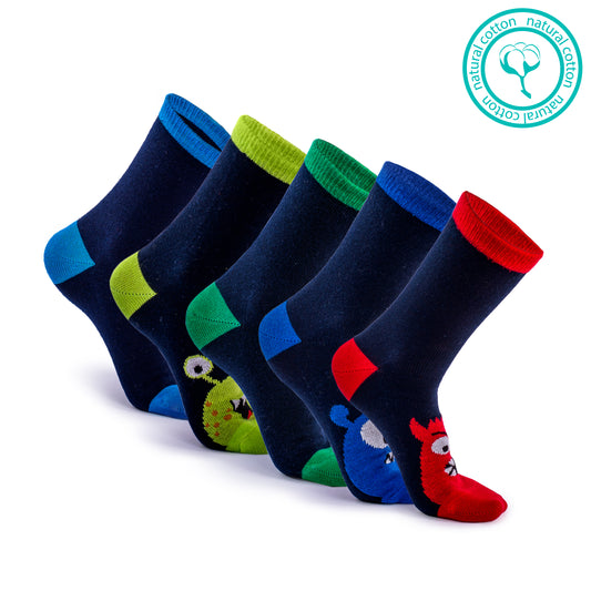 Socken für Kinder, Funny Monsters, mittelhoch – 5 Paar Packung