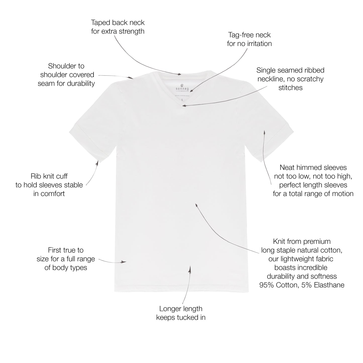 Weißes T-Shirt mit V-Ausschnitt für Herren – Packung mit 2 oder 4 T-Shirts