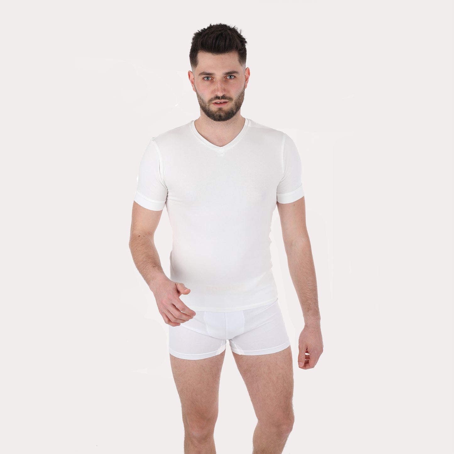 T-shirt blanc col V pour homme – pack de 2 ou 4 t-shirts