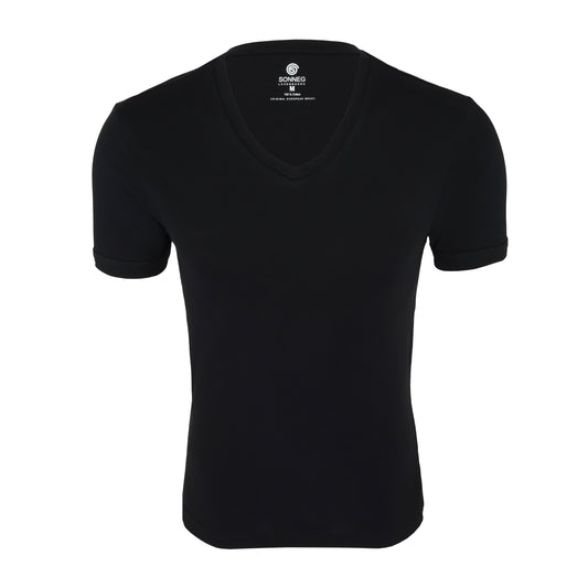 Col V profond, noir, bodyfit T-shirt – pack de 2 ou 4 t-shirts