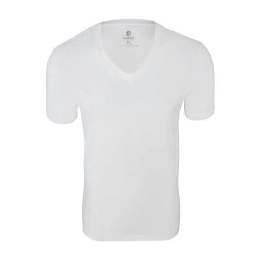 Col-V profond, blanc, bodyfit T-shirt – pack de 2 ou 4 t-shirts
