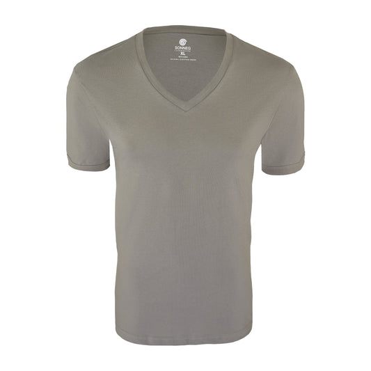 Col V profond, gris cendré, bodyfit T-shirt – pack de 2 ou 4 