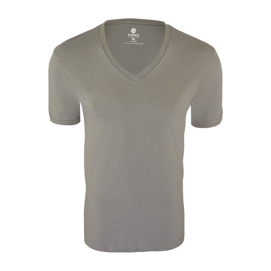 V-neck deep, ash grey, bodyfit T-shirt – pack of 2 or 4 tees