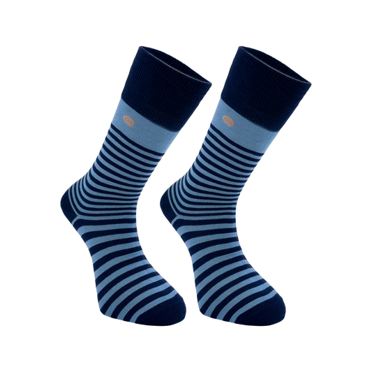 Royal blue striped high, classic, crew length socks – 3 or 6 pairs pack