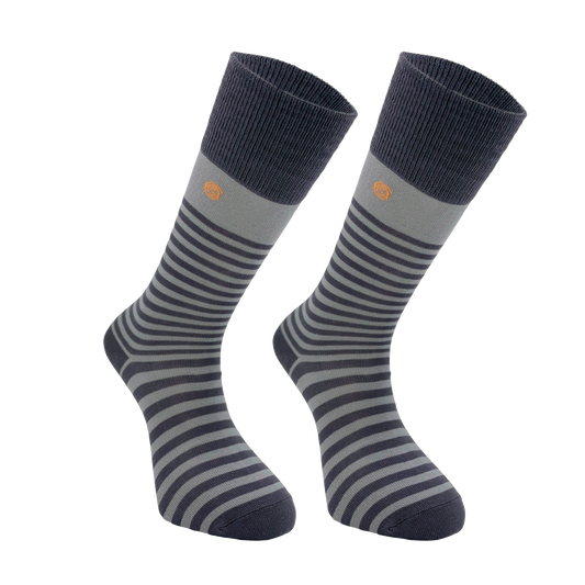 Grey striped high, classic, crew length socks – 3 or 6 pairs pack